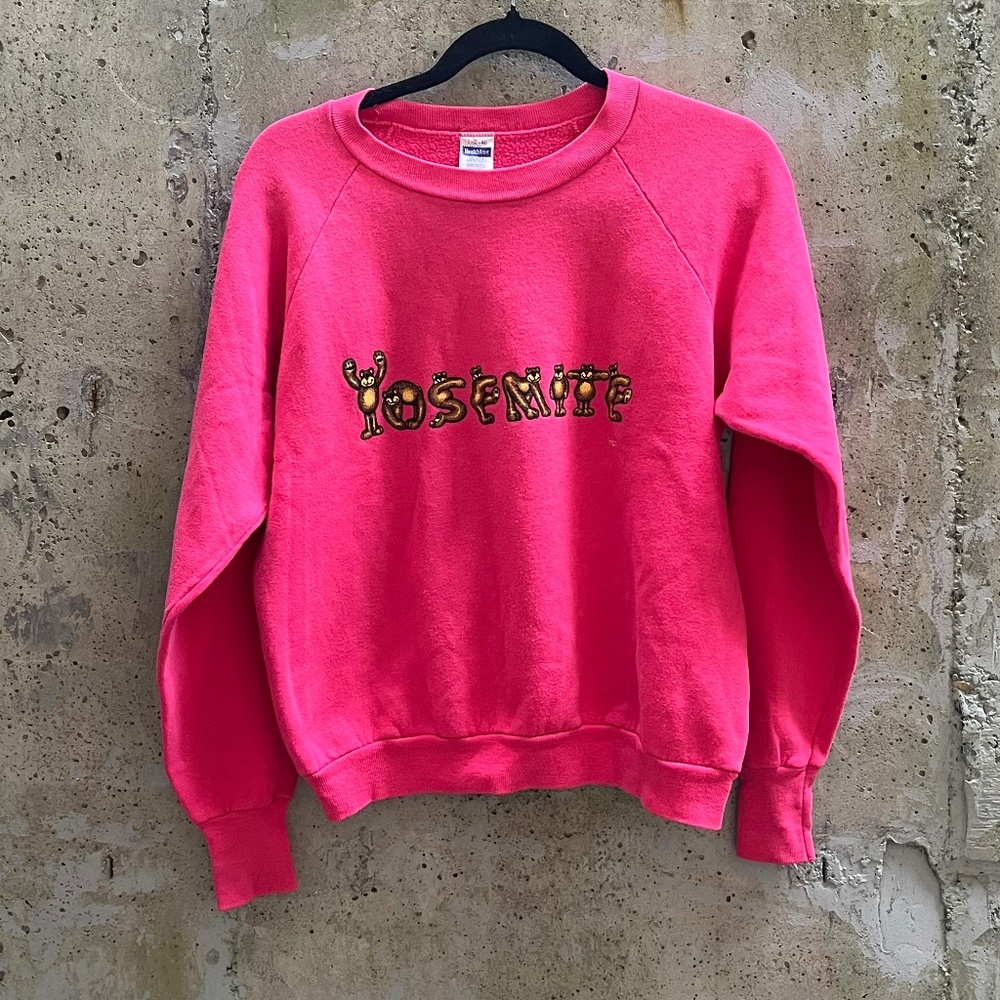 ✨3 for $50✨ Vintage Yosemite Kid's Pullover Sweatshirt, 1980s, Hot Pink, Size L